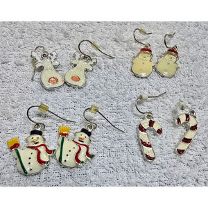 Women's Unbranded Christmas Themed Drop Earrings One Size White Red